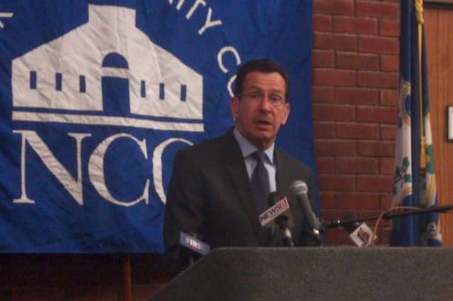 Gov. Dannel Malloy announces the state's first Pathways in Technology Early College High School at Norwalk Community College on Friday.