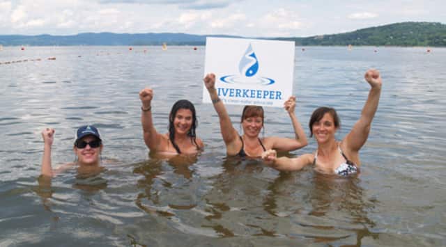 Riverkeeper and Waterkeeper Alliance staff and friends swam in the Hudson River at Croton Point Beach July 17, 2014, as part of the Swimmable Water Challenge.