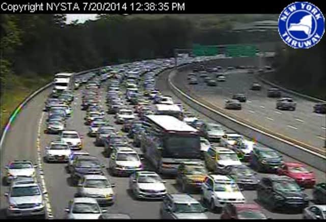 Stop-and-go traffic on the I-87 span in Tarrytown after a multi-vehicle accident Sunday afternoon.
