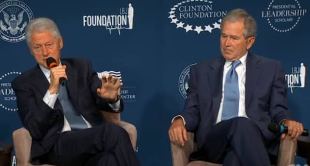 Former Presidents Bill Clinton and George W. Bush took turns complimenting each other during a recent meeting. 