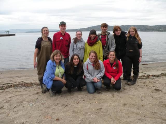 Teacher Debbie Ashley with her New Visions Environmental Science students Marissa Marash, Kevin OBrien, Sydni Pakula, Celine Lee (Hen Hud), Michael Jones, Racine Smith, Emma Willinger (Hen Hud), Nikita Morrison, Emily Langer, and Julia Juenemann.
