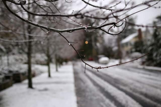 A snow-covered street in Bronxville on Wednesday.