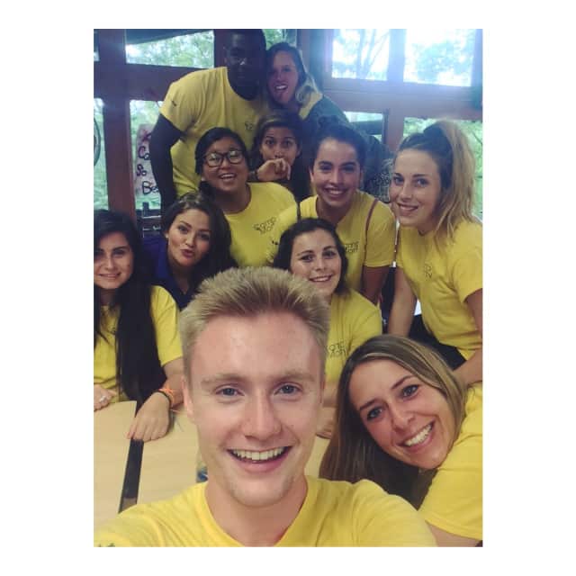 A group counselor selfie was taken before camp officially begins.