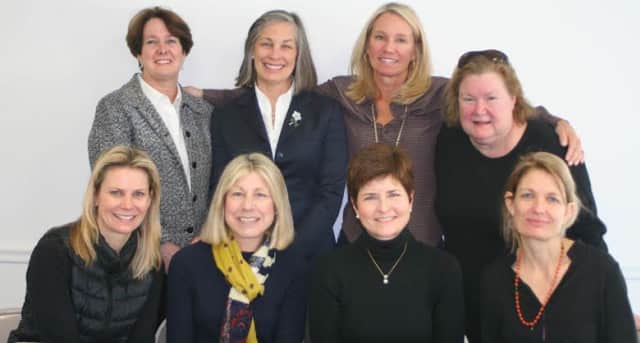 Seated from left, Lansing Martinelli, Co-Chair Carol Godfrey, Co-Chair Tracy Lilly, Pippa Colvin. Standing from left in the top row is Lisa Sargent, Catherine Hartnett, Marlissa Westerfield and Nancy Whitney.