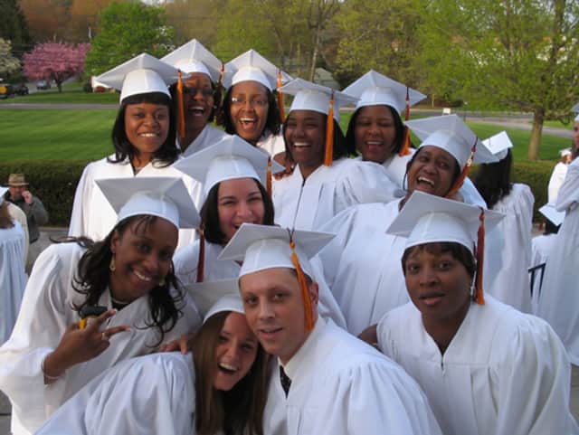 Previous graduates from the Bridgeport Hospital School Of Nursing celebrate finishing the program. This year's ceremony was held on May 4. 