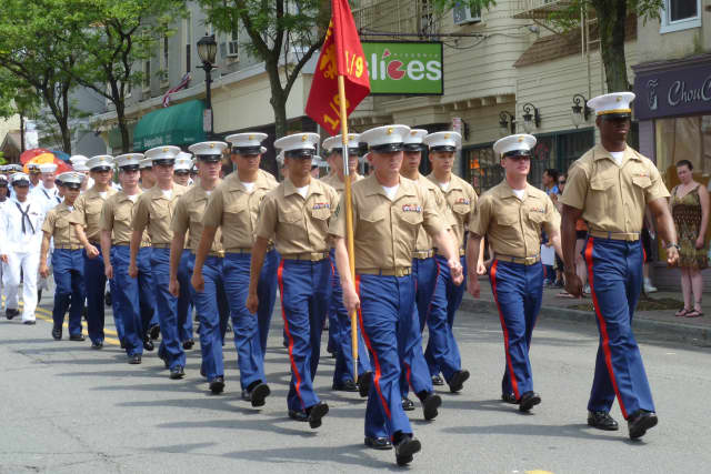 Sunday's Memorial Day Parade in Hastings invited Vietnam Veterans from across Westchester County to march. This photo of Marines and Navy sailors is from Hastings 2012 parade.