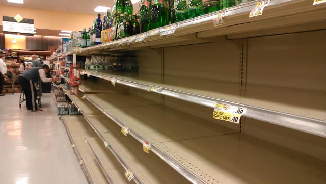 Bottled water was selling out quickly at Croton's ShopRite supermarket Saturday.