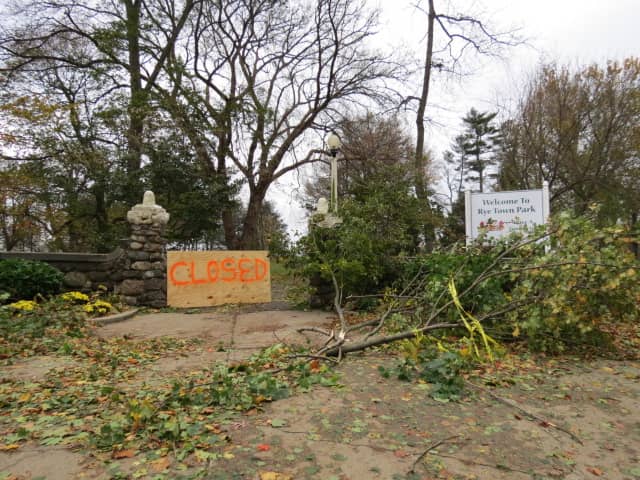 Rye Town Park near Playland in Rye remains closed after Hurricane Sandy. 