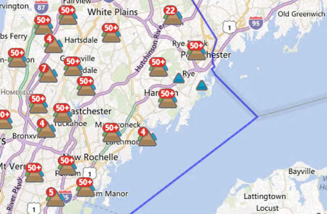 An estimated 69,293 out of 348,198 Con Edison customers in Westchester were without power at 5:30 a.m. Monday.