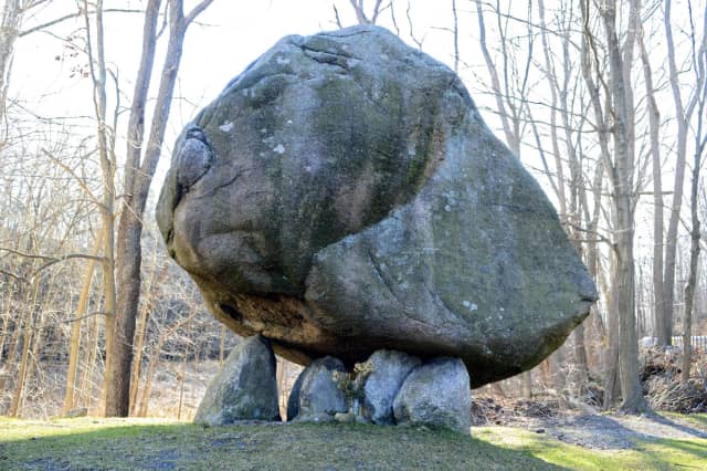 North Salem's Balanced Rock, which a local arts book is named after.