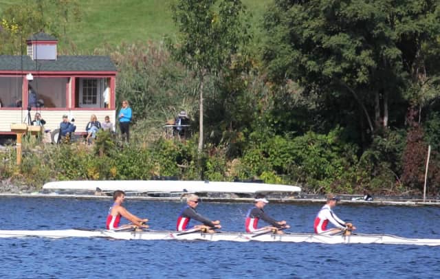 Norwalk River Rowers (from left) Liam McDonough, Chris Martensson, Kaare Andersen and Kris Petreski won a silver medal at a race Saturday in Saratoga, N.Y. 