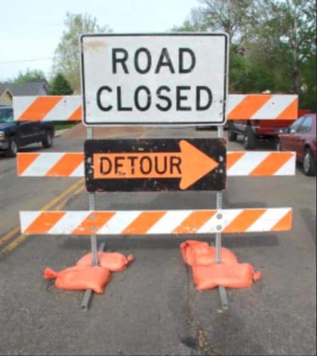 River Edge Avenue in New Milford is closed on Wednesday.