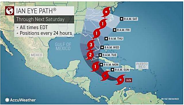 Newly Named Tropical Storm Ian Expected To Make Direct Hit In US As Major Hurricane - Daily Voice